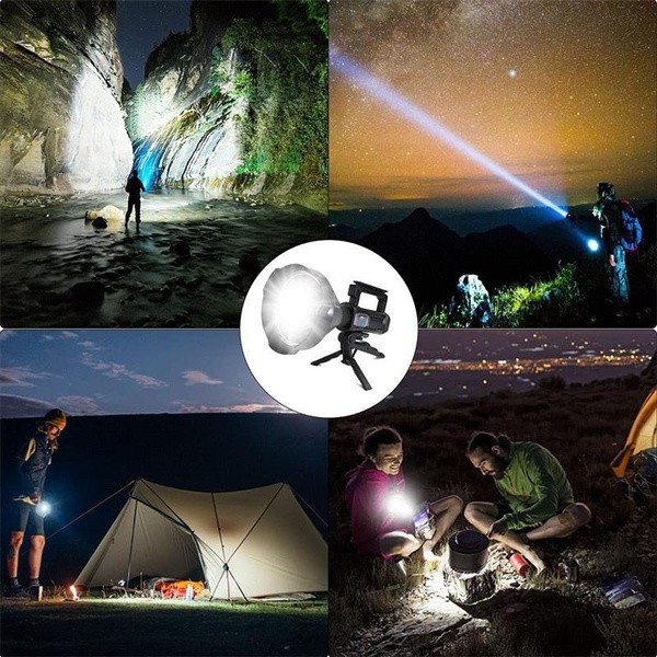 90000LM LED Spotlight Flashlight 4 Modes IPX6 Waterproof Searchlight for Fishing