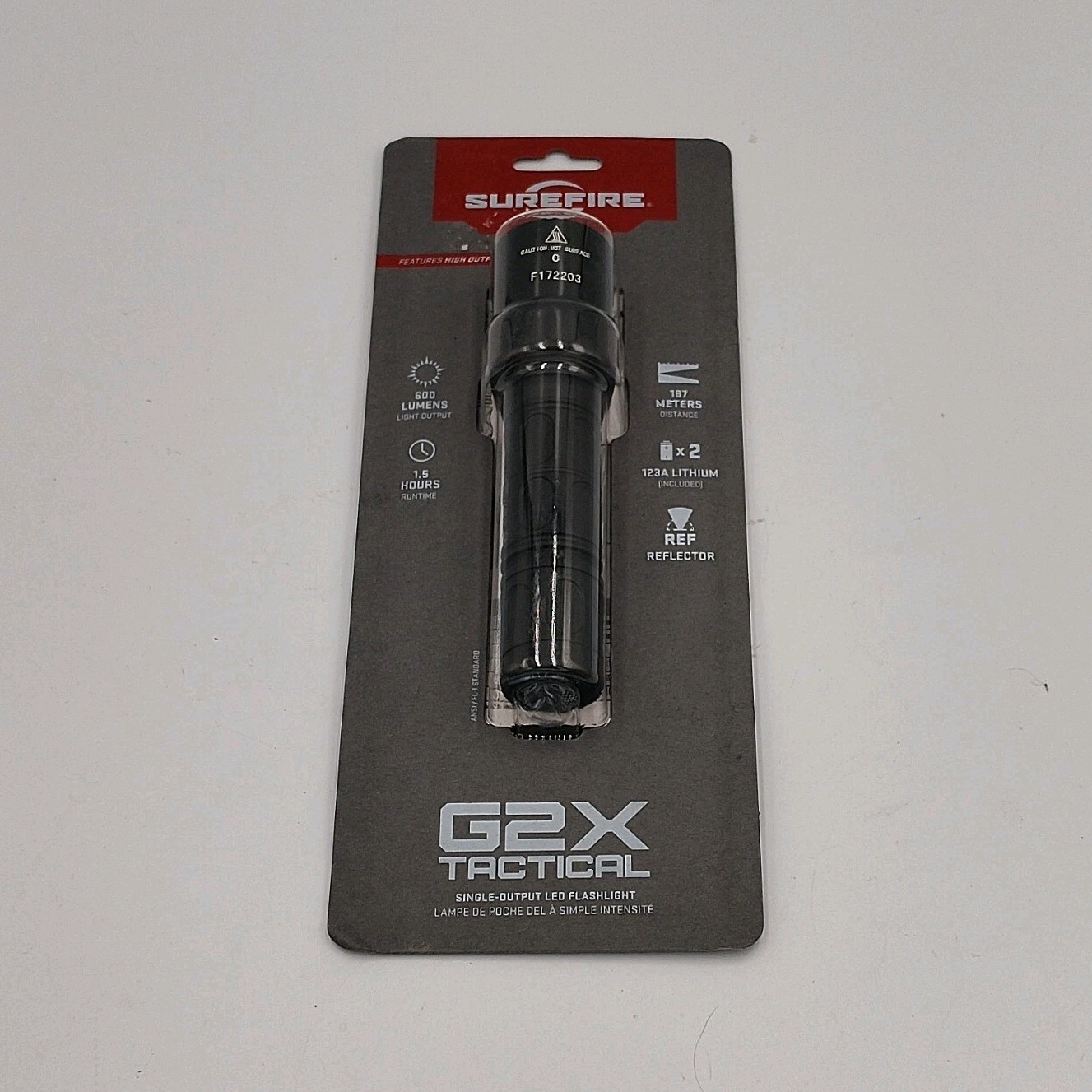 SureFire G2X Tactical LED Flashlight 600 Lumens Black 2x CR123A G2X-C-BK-8M
