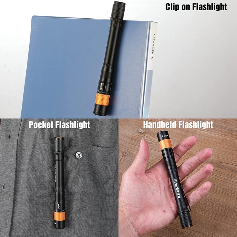 EverBrite Rechargeable Pen Light 4 Modes Light Zoomable Handheld Flashlight NEW