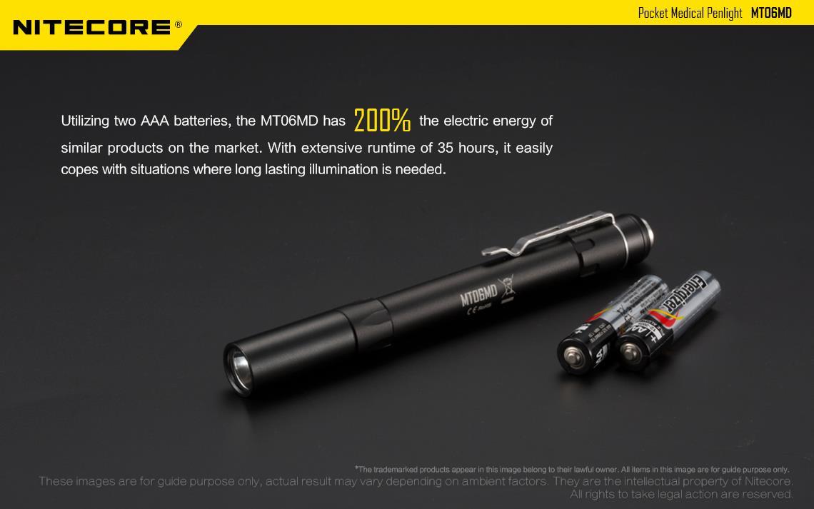 Nitecore MT06 MD 180 Lumens LED Flashlight AAA batteries flashlight for doctors
