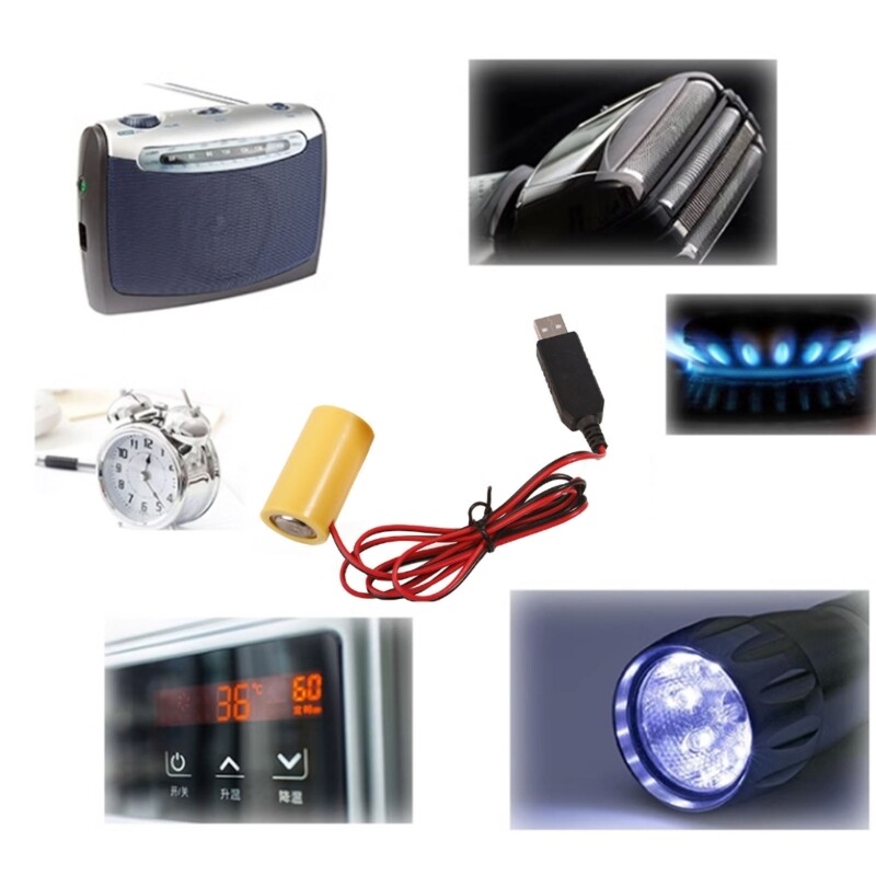 97cm Battery Eliminators Replace 4pcs 1.5V LR14 C Connect Replace 4×1.5V Battery
