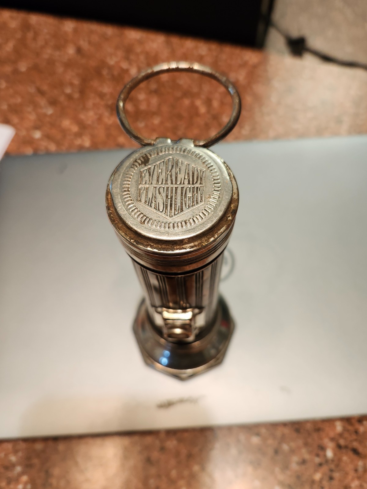 Vintage Eveready Metal Flashlight Brass Chrome 2-D batteries WORKING