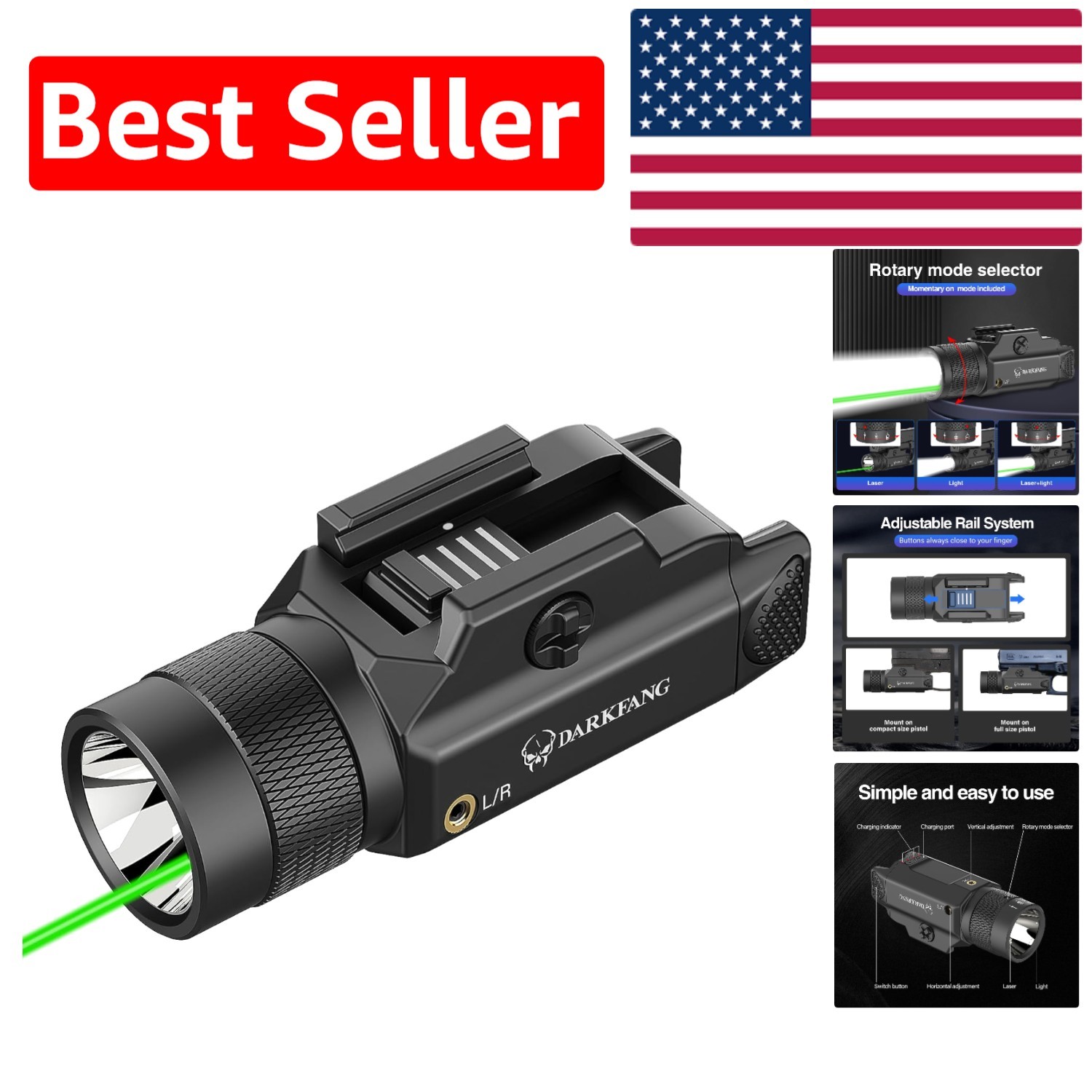 Rated Tactical Flashlight & Green Laser Combo – Lumens for Ultimate Clarity
