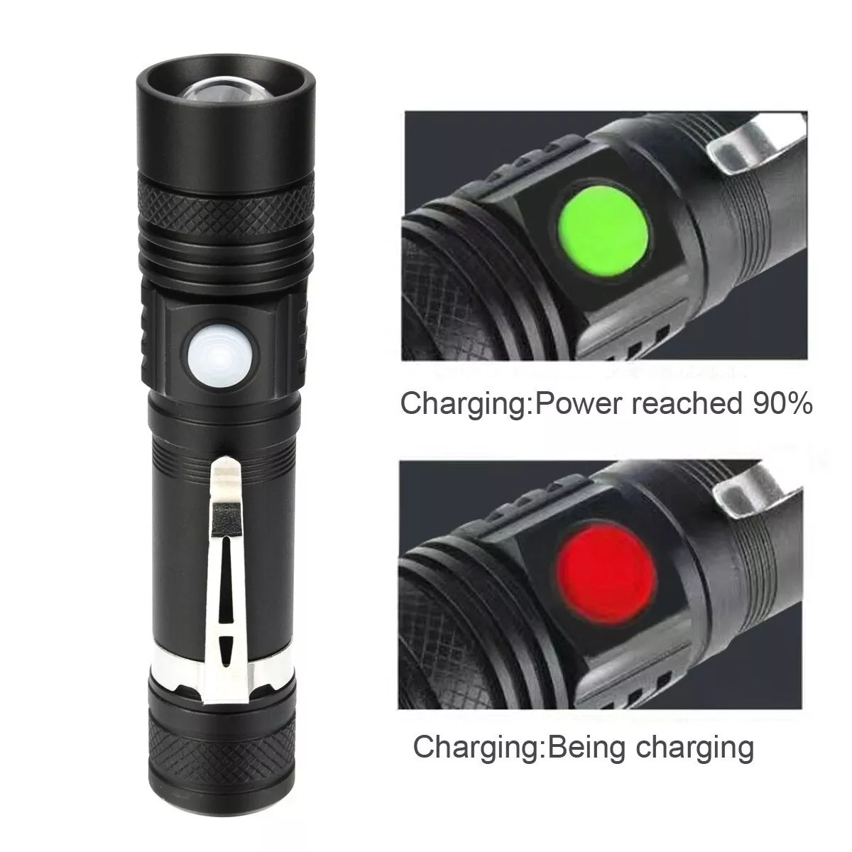 990000LM Rechargeable LED Flashlight Tactical Police Super Bright Torch Zoomable