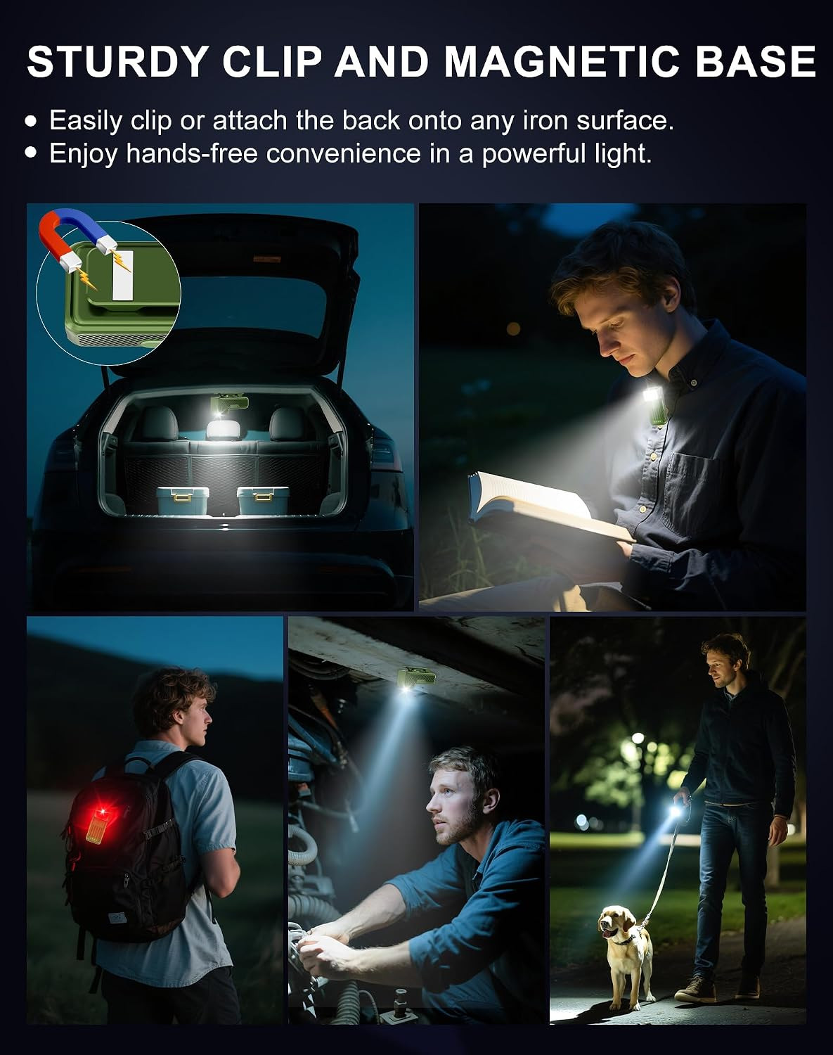 EDC Flashlight, 500 Lumens Rechargeable Clip-On Light, 90° Rotating Head, 10 Mod