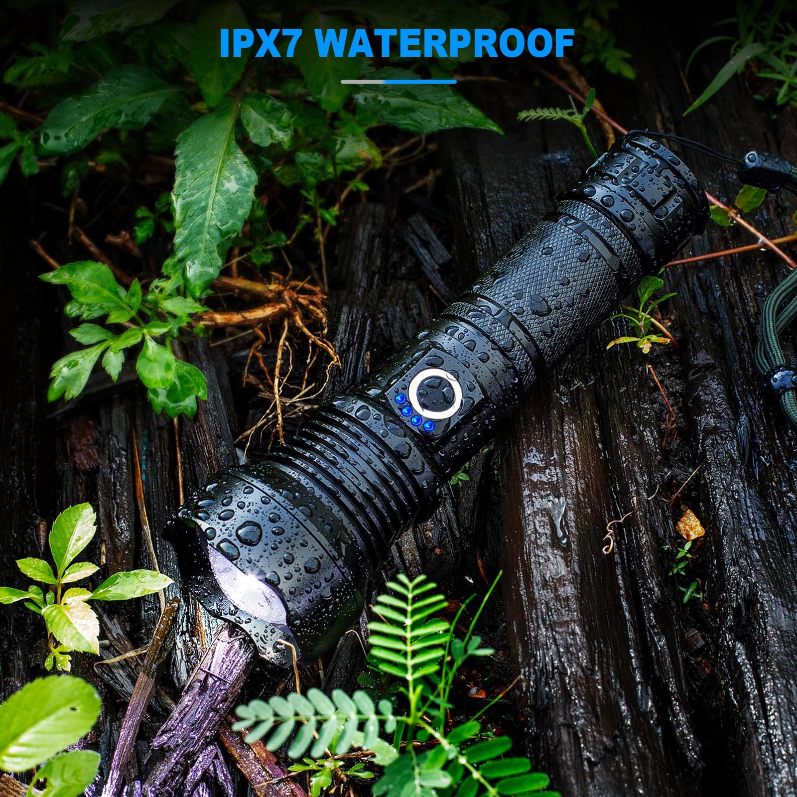 Rechargeable Flashlight 2 Pack, 90000 Lumens LED, 5 Modes, Waterproof