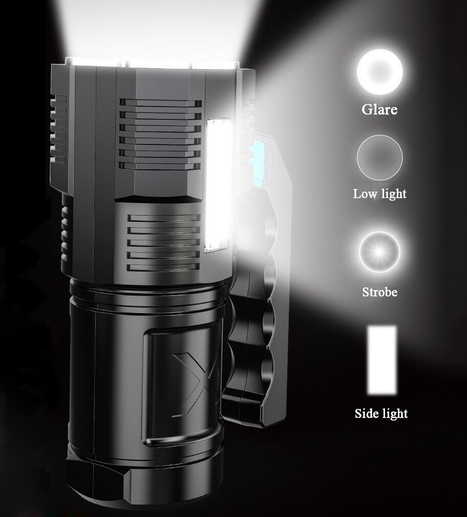 990000LM Portable Searchlight USB Rechargeable 4-Modes Handheld Flashlight Set