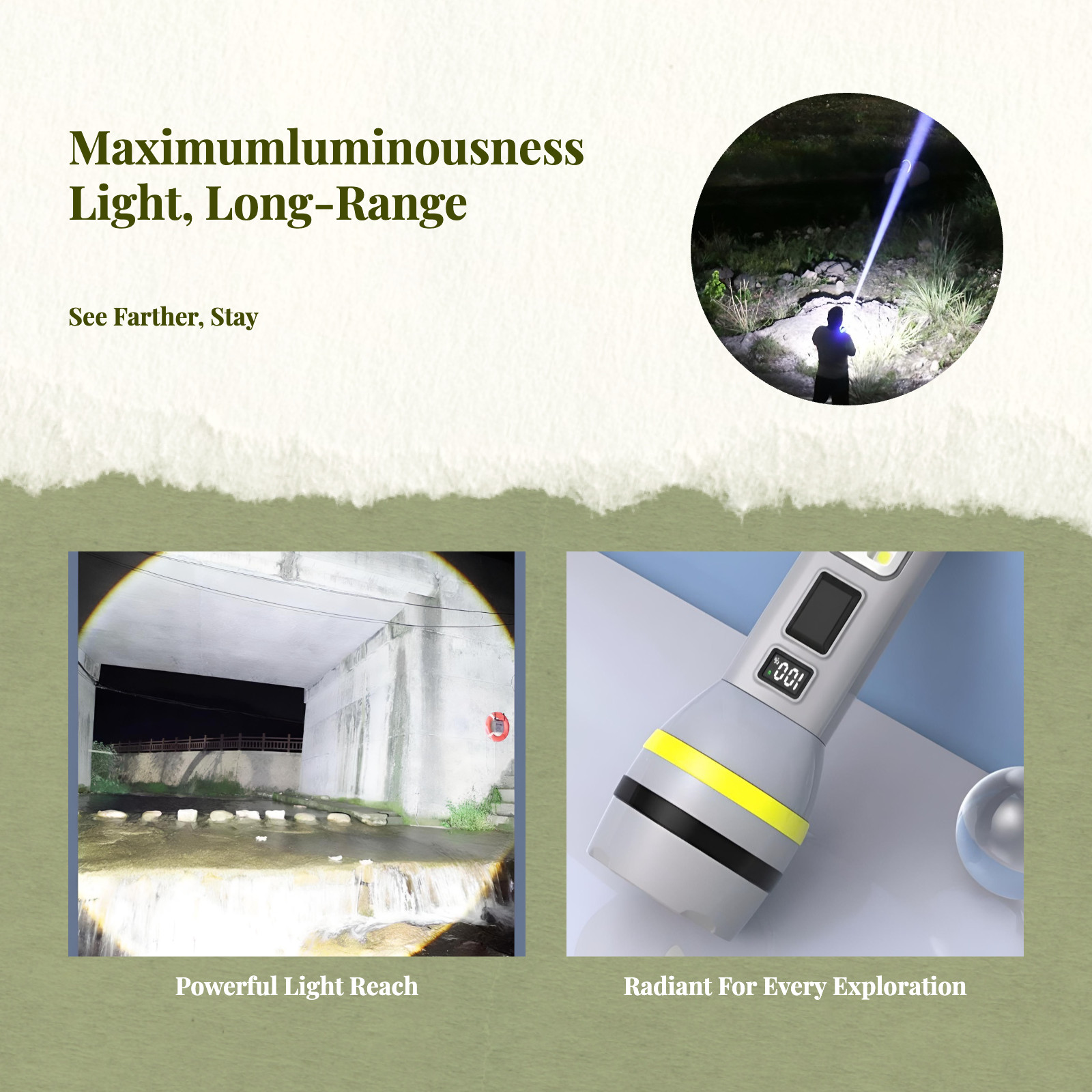 Solar USB Waterproof Handheld Light