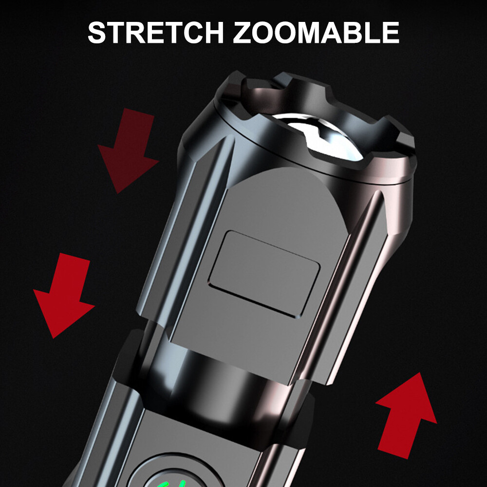 100000LM Powerful LED Flashlight USB Rechargeable Outdoor Tactical Zoomable Lamp