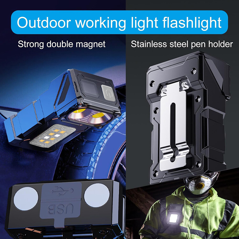 Mini USB Rechargeable LED Flashlight COB Work Lamp Torch Portable Keychain Light