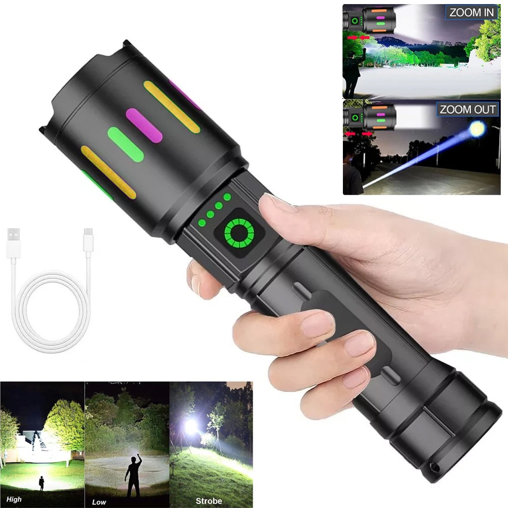 350000000 Lumen Super Bright LED Tactical Flashlight Rechargeable LED Work Light