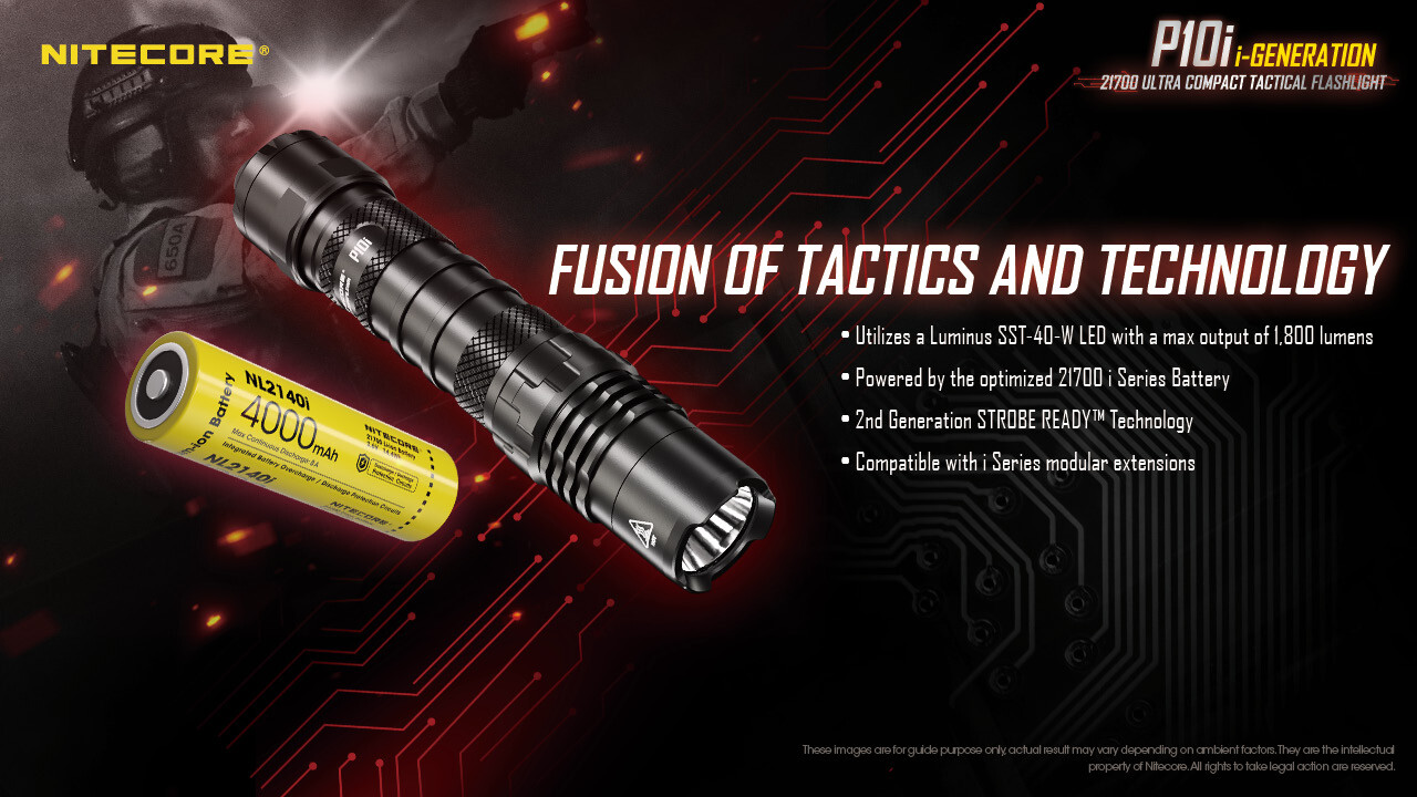 NITECORE P10i Rechargeable Flashlight 1800 Lumen w/ 2x EXTRA 2150HPi Batteries