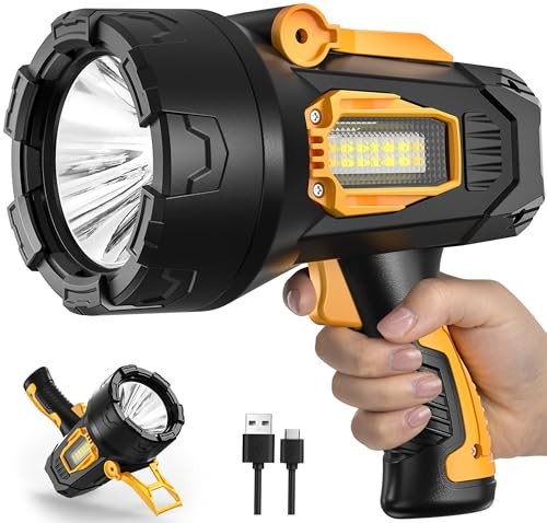 Rechargeable Spotlight 90,000 Lumens, Super Bright LED Spotlight Flashlight