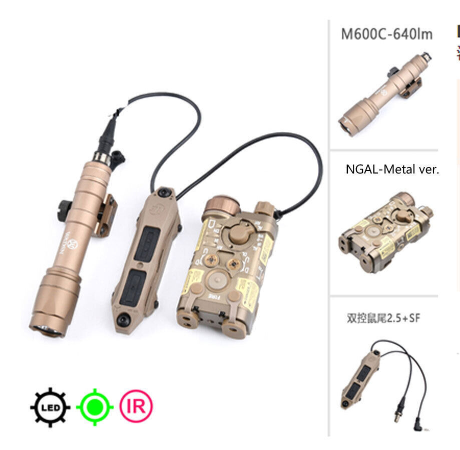 Hunting Metal NGAL Red Green Blue laser IR laser Dual switch M300 LED Flashlight
