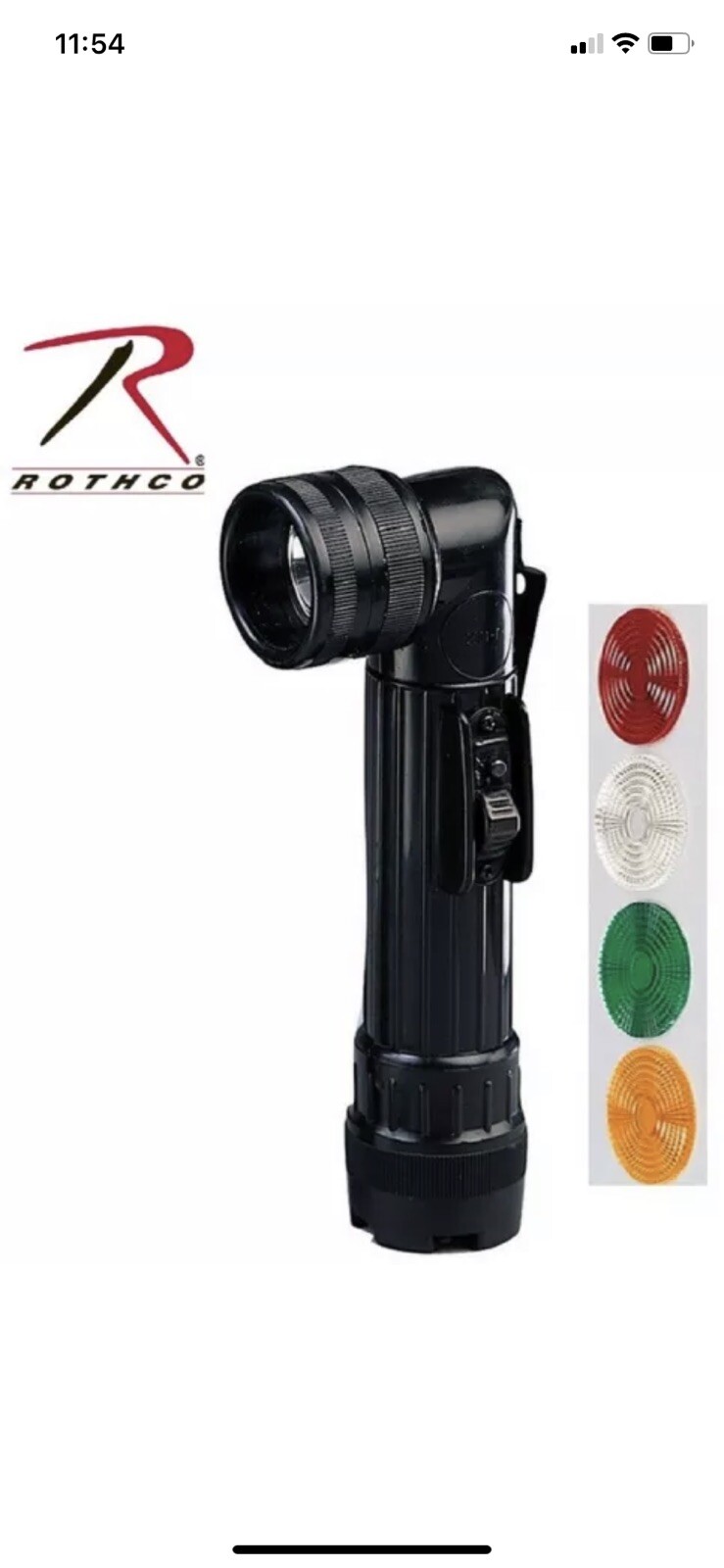 GI Right Angle Style Flashlight Black Rothco Fulton indoor outdoor Light Carry