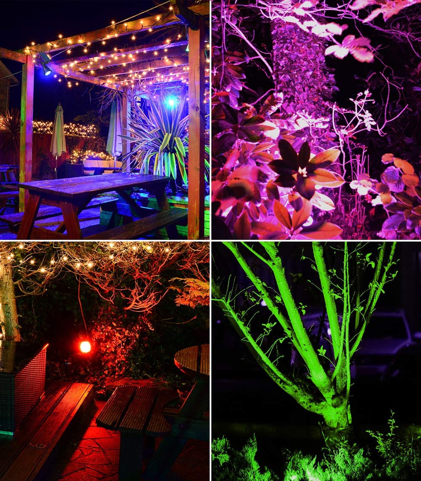 Solar Spot Lights Outdoor, 9 Color Modes, 18 LED Spotlight, 600LM Landscape L…