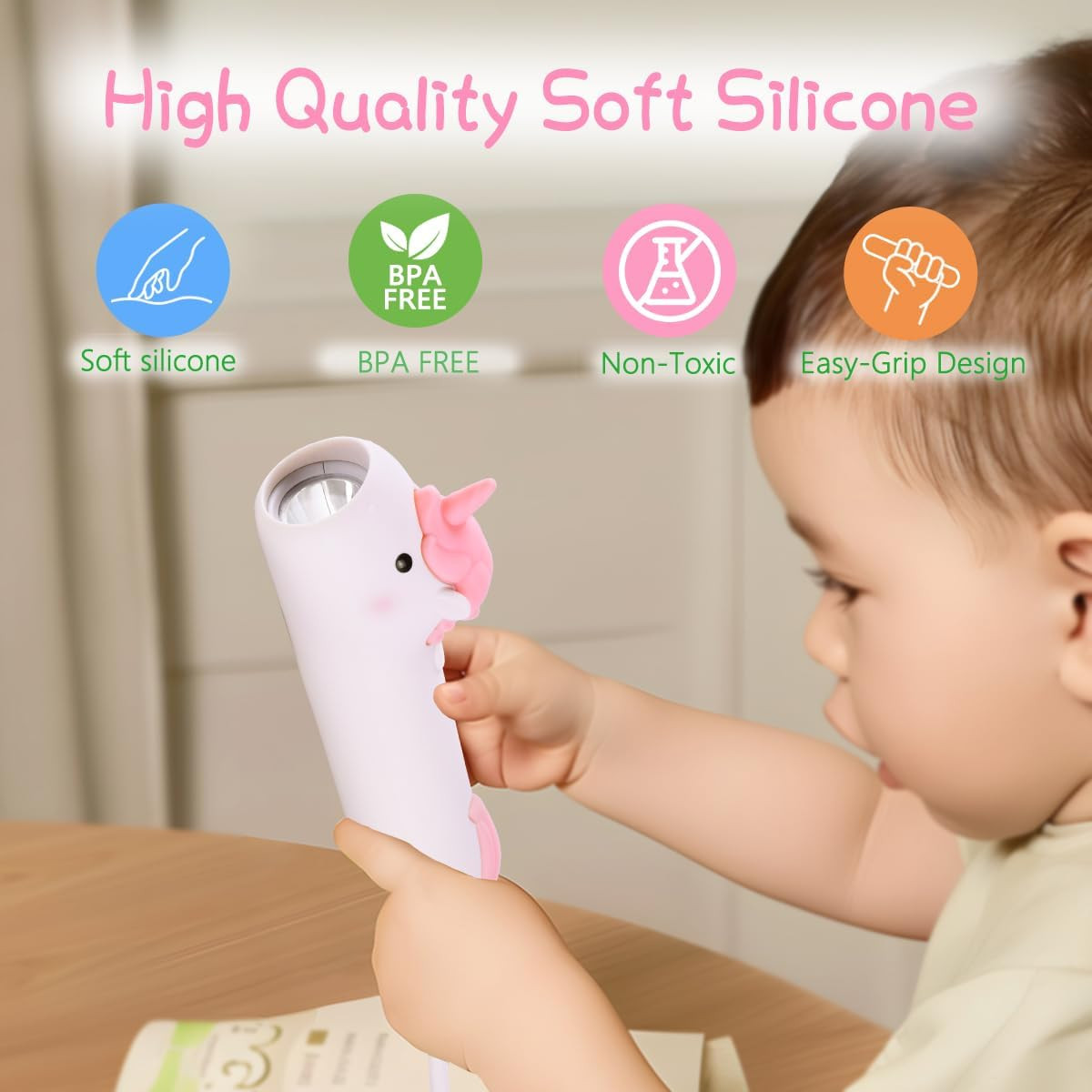 Rechargeable Kids Flashlight – Silicone Kids Led Flashlight Unicorn Toy for Boys
