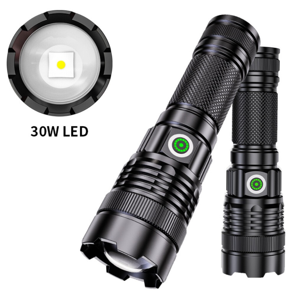 Flashlight 30W LEP Super Bright Torch Hunting White Light Built-in Battery US