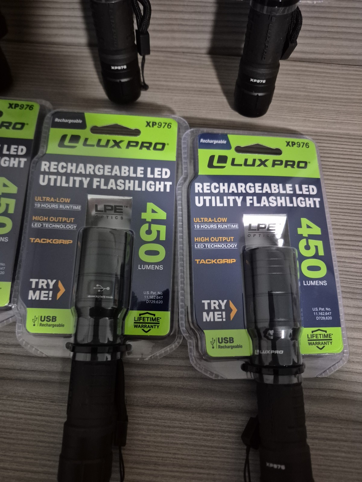 10 Pcs –LUXPRO XP976 Compact Tactical Rechargeable 450 Lumen Flashlight New