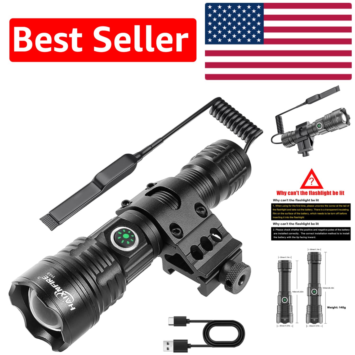 Ultra-Bright 6000 Lumen Tactical Flashlight – Type-C USB, Zoomable & Waterproof