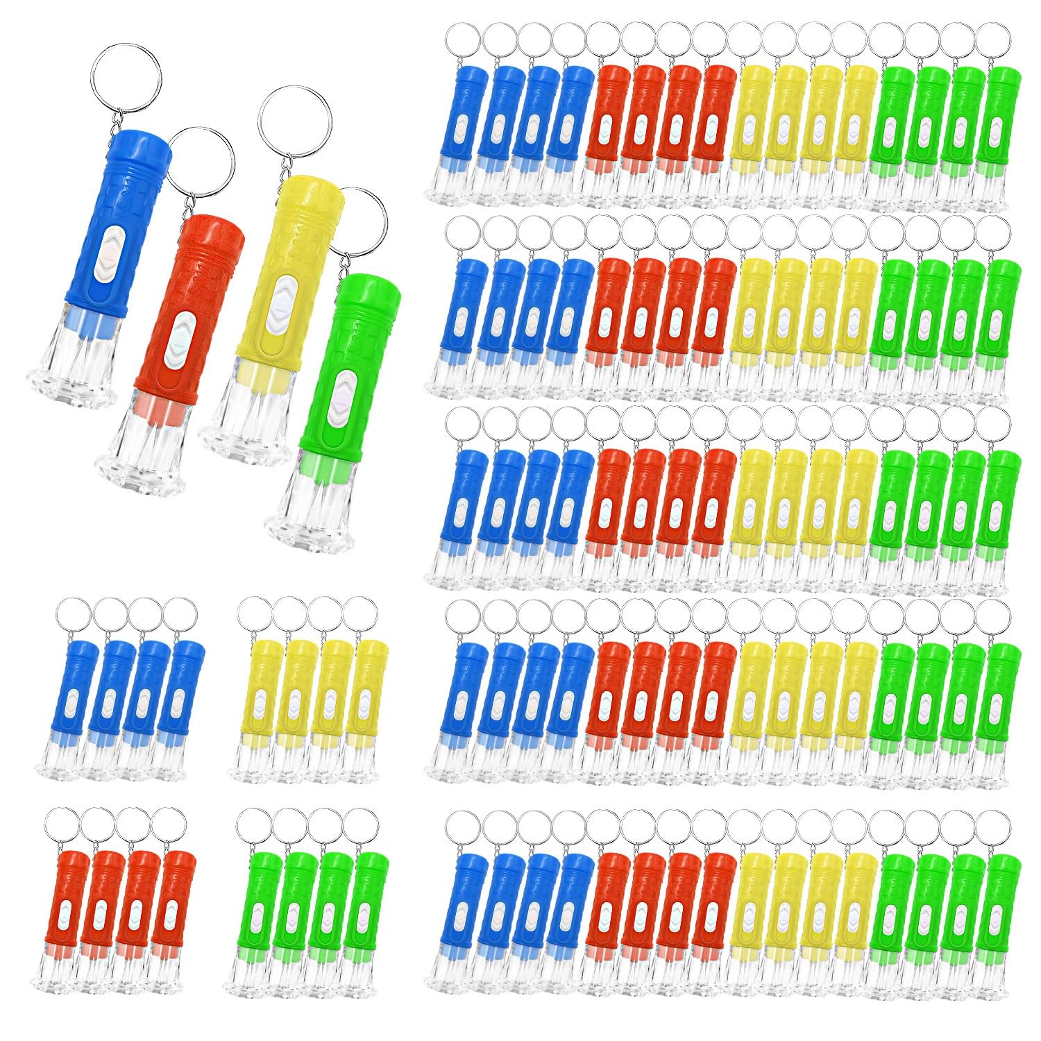 100 Pieces Mini Flashlight Keychain Bulk for decor Assorted Colors Torch Key…