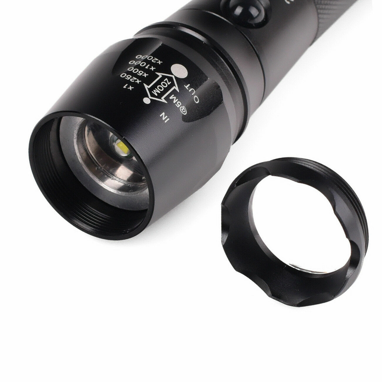 2Pack Tactical 5 Modes LED 18650 Flashlight Zoom Torch Aluminum Light