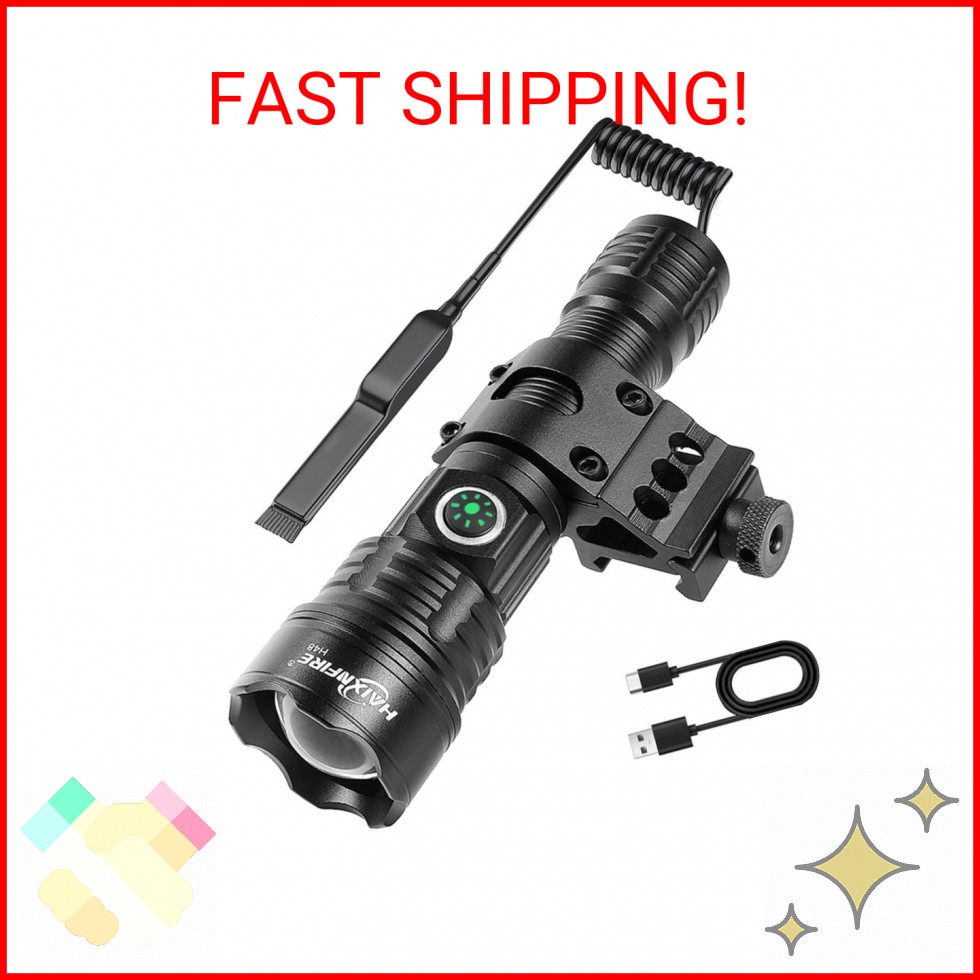 haixnfire Tactical Flashlight Type-C USB Rechargeable 6000 lumens Zoomable LED W