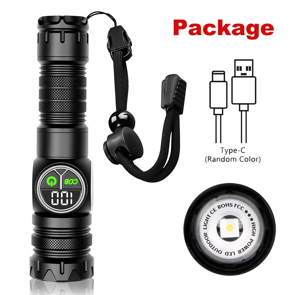 10000LM Laser LEP Flashlight Yellow Red Light Zoom USB Charging Magnetic Torch