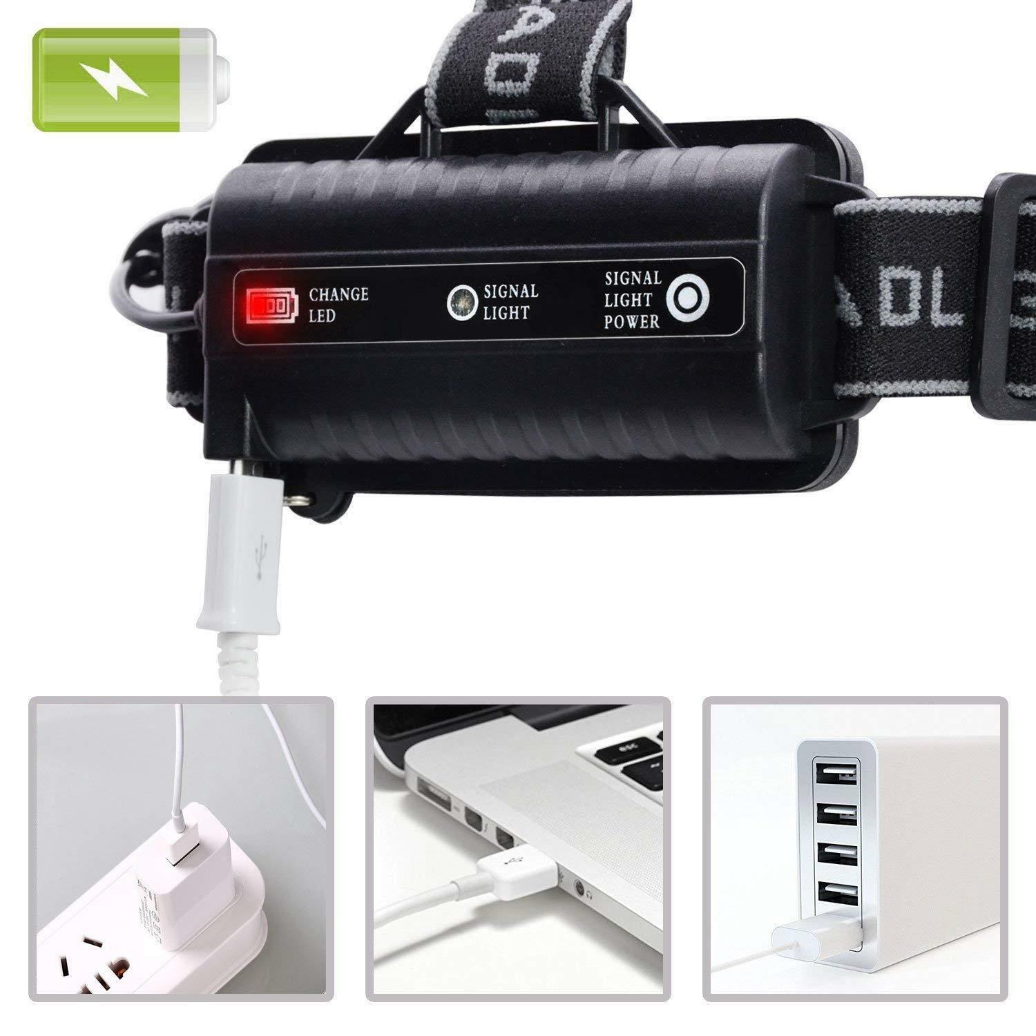 5X Headlamp Rechargeable Headlight 18650 Flashlight Head Torch ☆