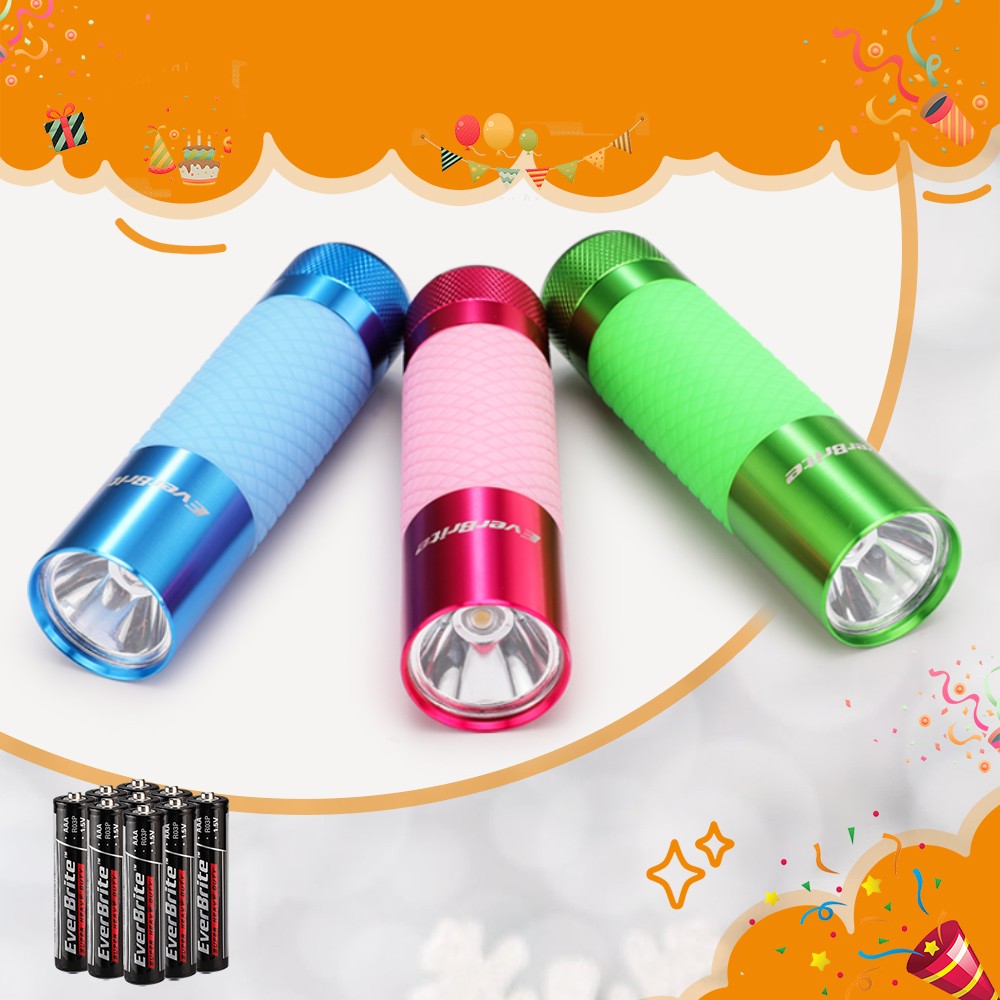 EverBrite 3-Pack Aluminum LED Flashlight Glow in Dark Flashlight 9XAAA Batteries
