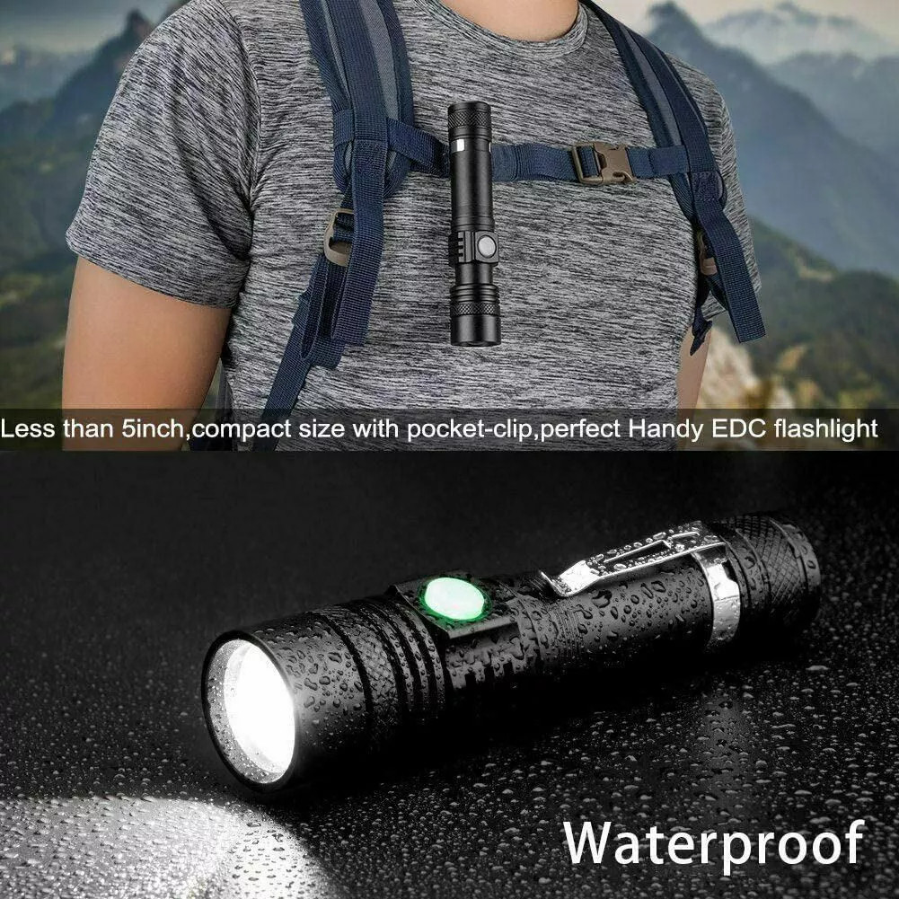990000LM Rechargeable LED Flashlight Tactical Police Super Bright Torch Zoomable