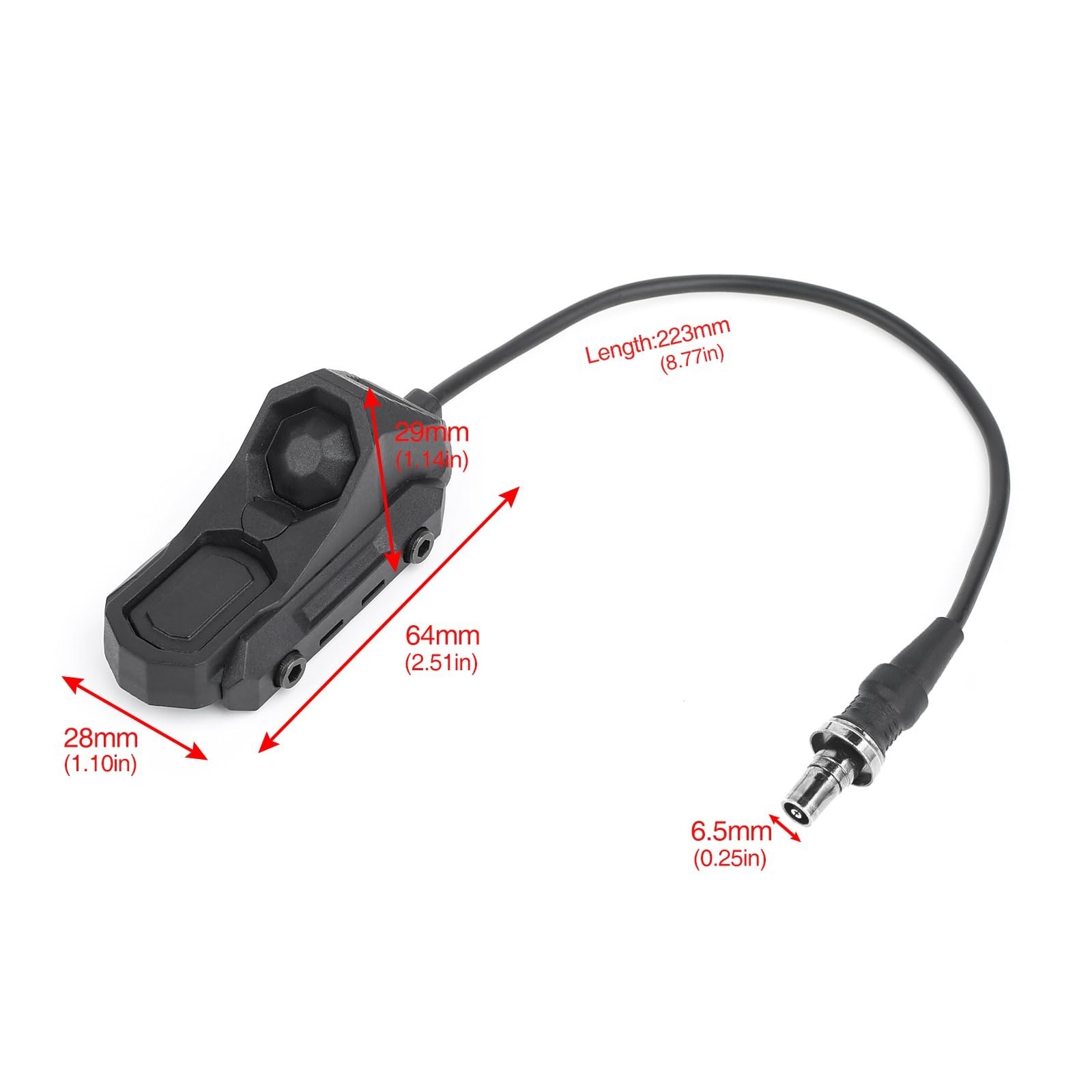 Dual Function Remote Pressure Switch for Tactical Flashlights, SF Plug, Fits 20m