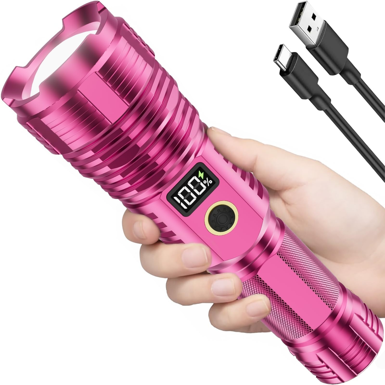 High Lumens Rechargeable Flashlight 100000LM LED Tactical Waterproof