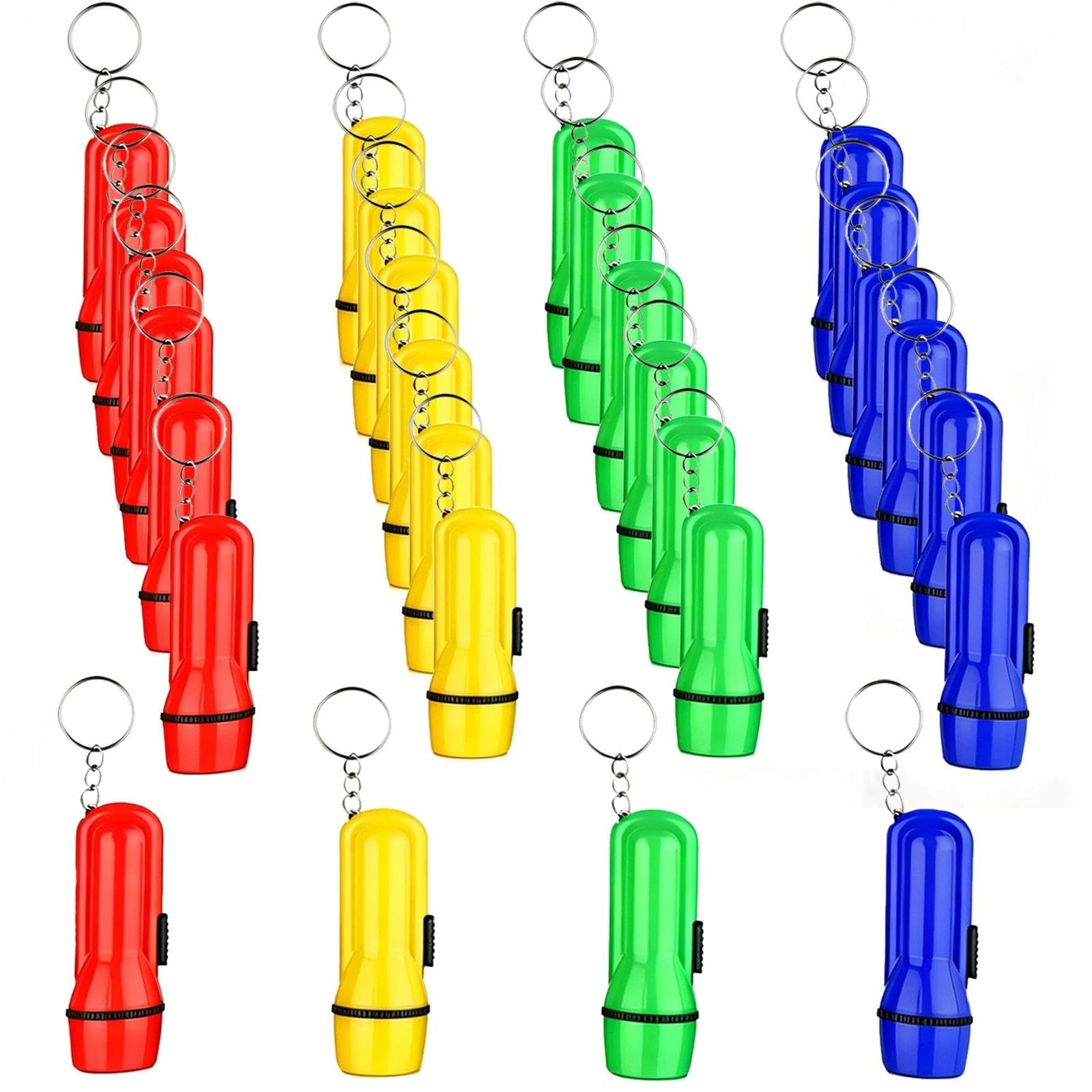Mini Flashlight Keychain, 24~Pack Assorted Colors, Camping Emergency Toy