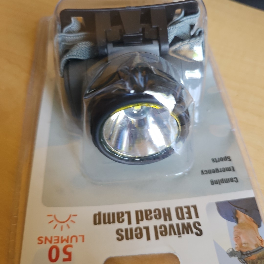 Swivel Lens LED 50 Lumens Headlamp Flashlight with Headband Strap Black/Gray