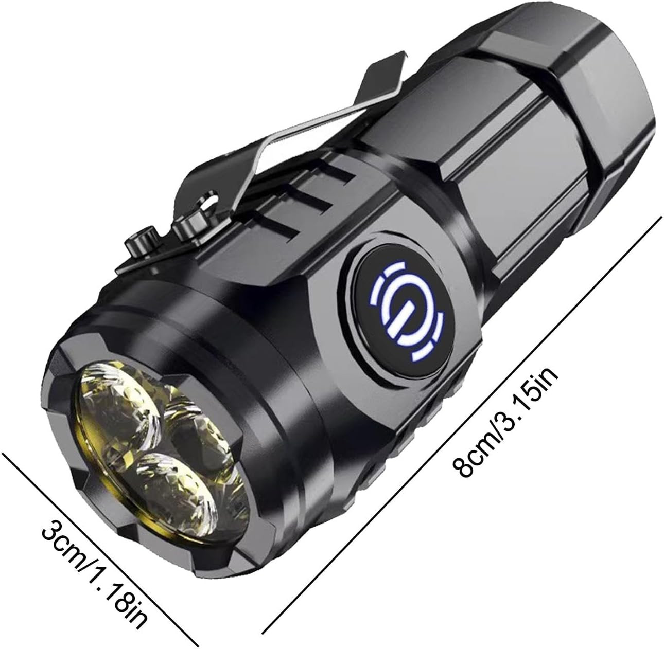 3PCS Three-Eyed Mini Flashlight Flash Super Power Waterproof Outdoor Travel