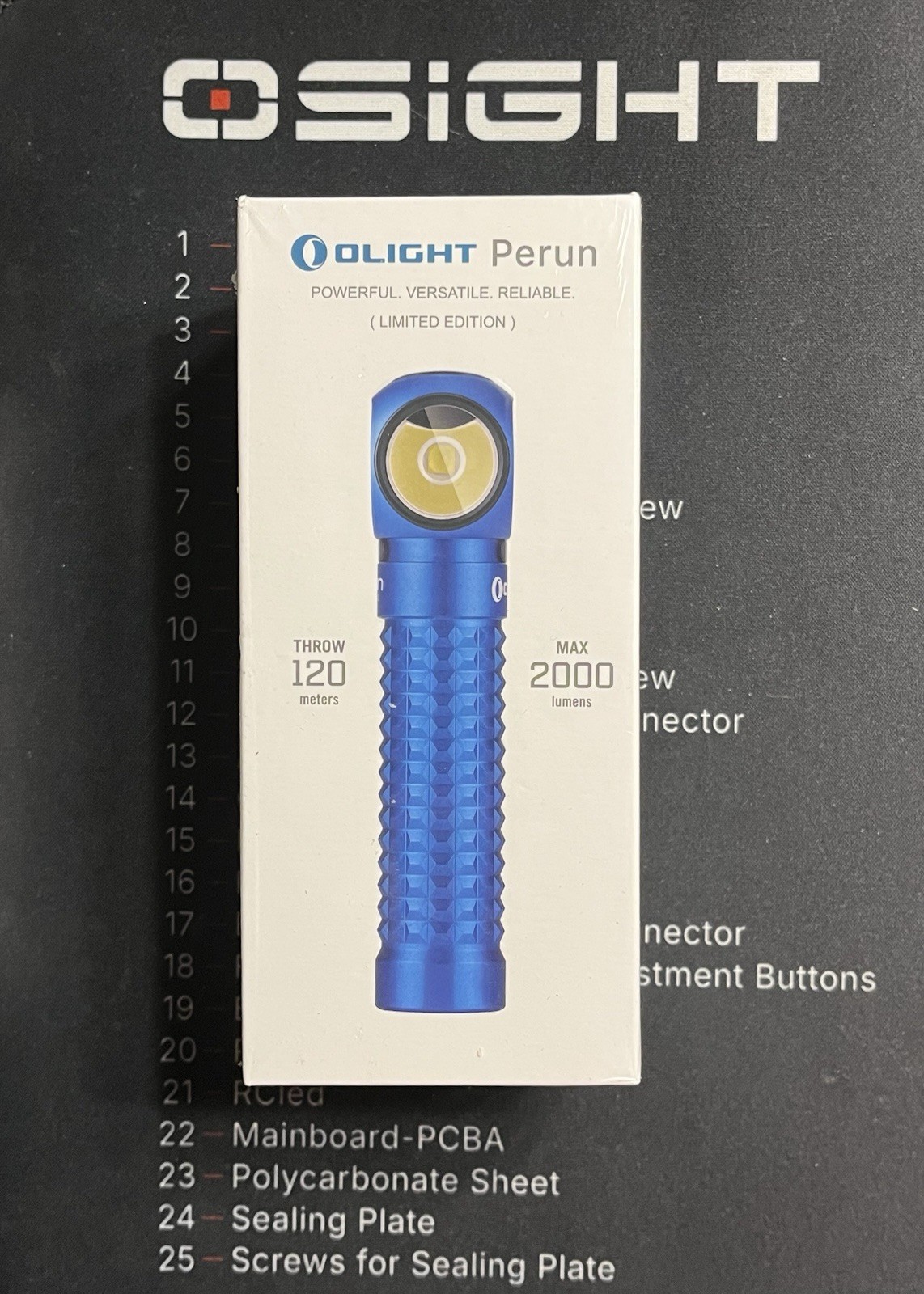 Olight Perun Blue RARE Limited Edition Neutral White NW Flashlight Sealed, BNIB