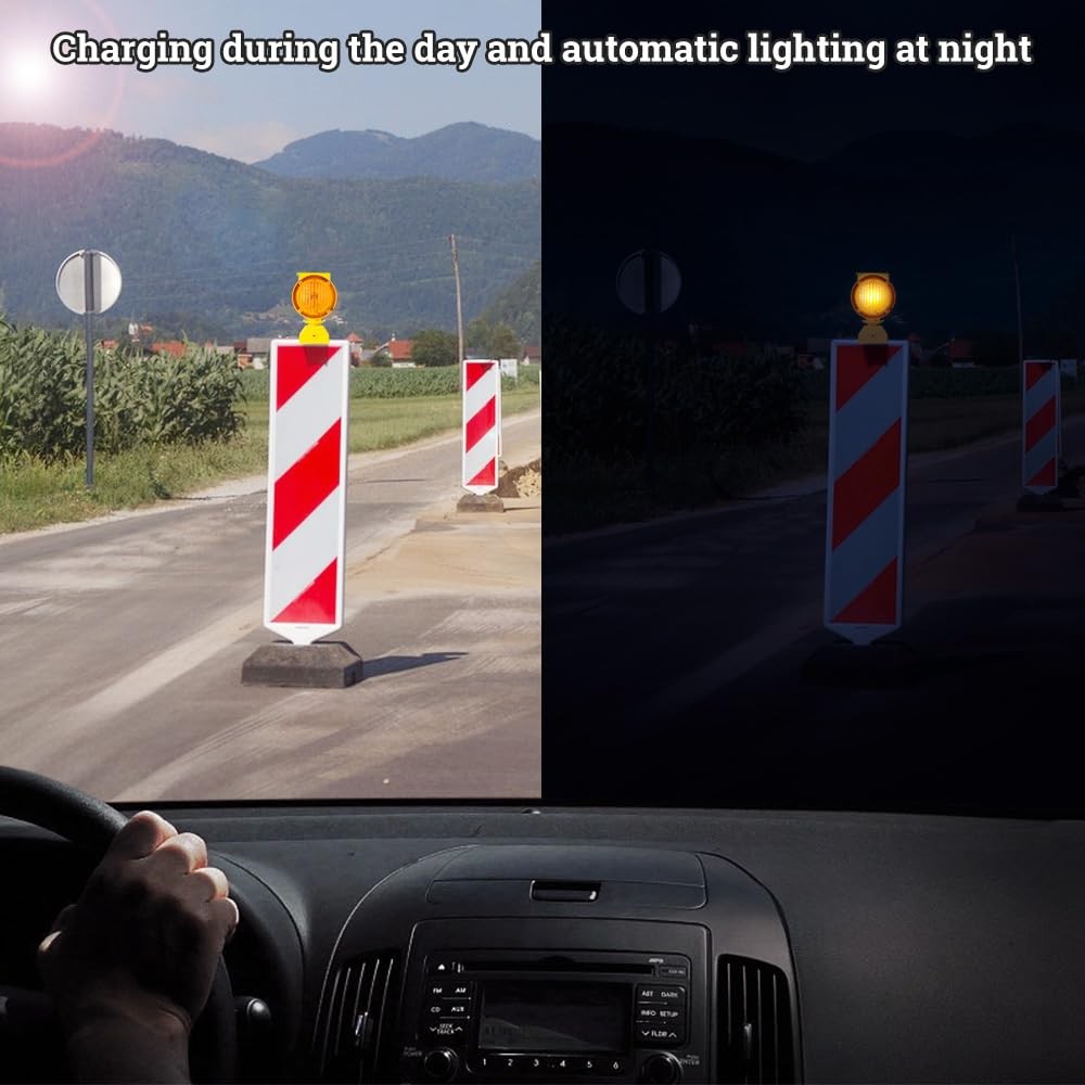 Solar Industrial Warning Lights,Wireless Waterproof Rechargeable Safety Barri…