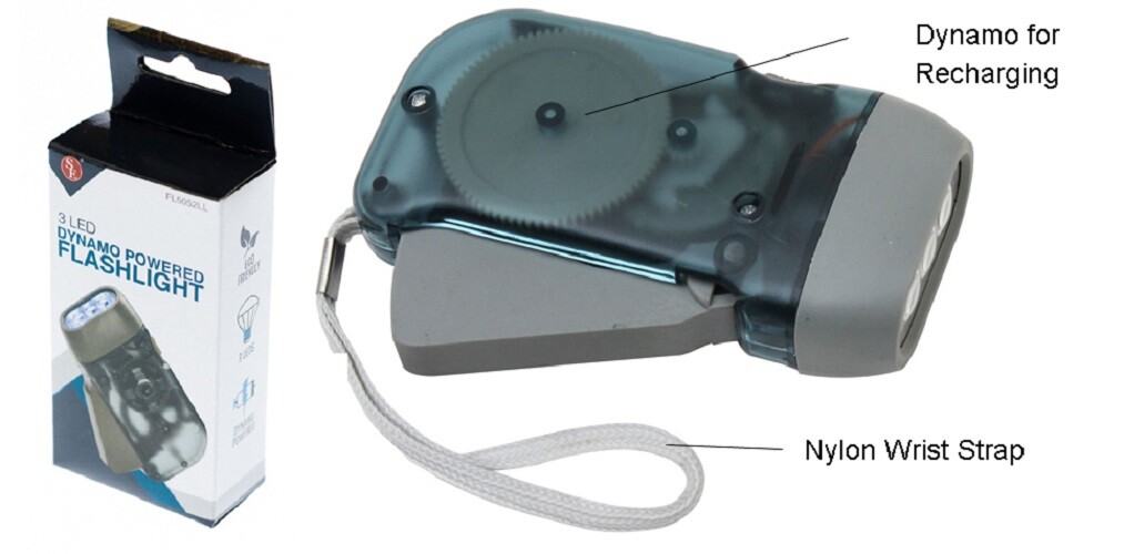 (12) Dynamo 3 LED Flashlights Built-in Squeeze Recharging Survival Emergency