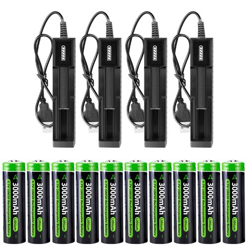 3000mAh Battery 3.7V Rechargeable Batteries Cell +Charger f/ Headlamp Flashlight