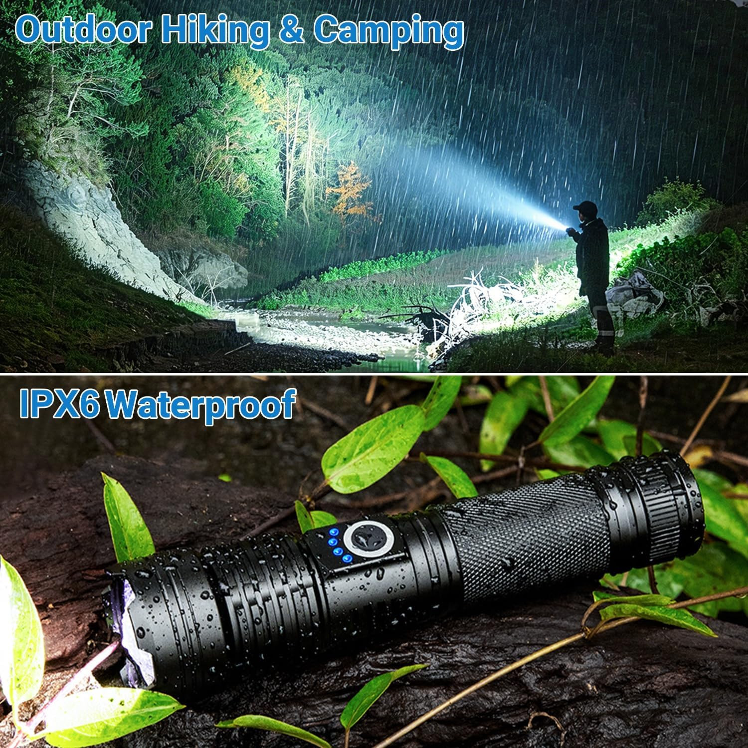 Rechargeable LED Flashlight, 99,000 High Lumens Super Bright Flashlight, 5 Modes