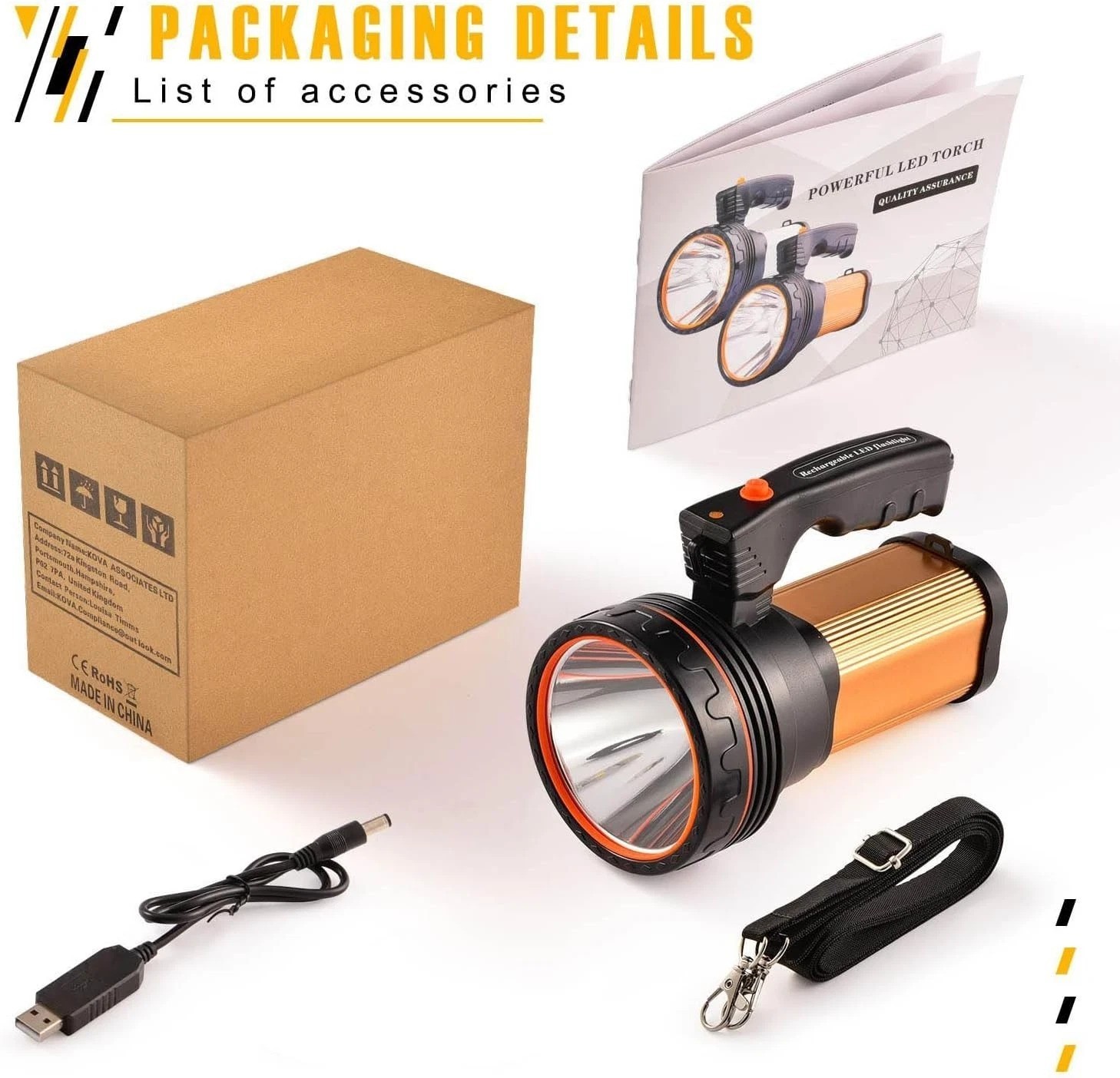 Heavy-Duty Waterproof Handheld Flashlight – 800m Beam for Hunting & Outdoor Use