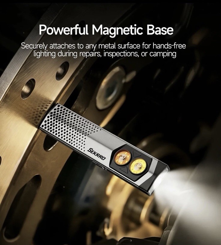 SEKRRO Clip On Flashlight, UltraCompact Rechargeable, Magnetic, 11 Modes, (NEW)