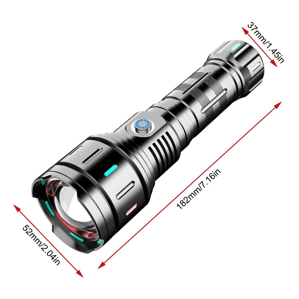 30W Strong White Laser LEP Flashlight Torch Zoomable USB Charging With Luminous