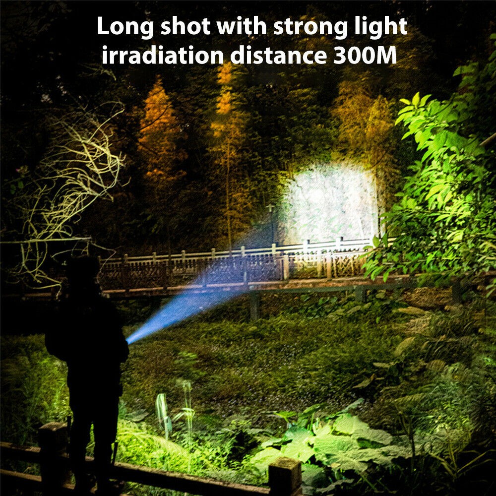 USB Rechargeable 99000LM Flashlight Tactical Police Super Bright Torch Zoomable