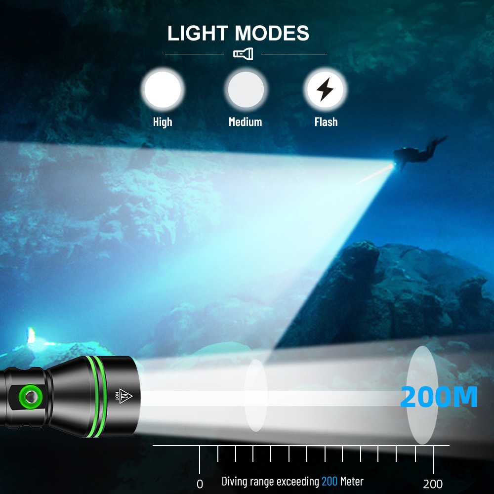 300000lm Dive Lights Scuba P70 LED Flashlight Underwater Lights Diving Torch US