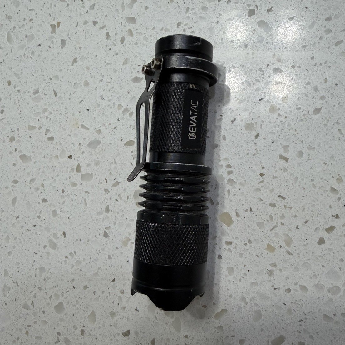 Devatac Tactical LED Flashlight 300lm CR123A IPX4 Black w/ Pocket Clip