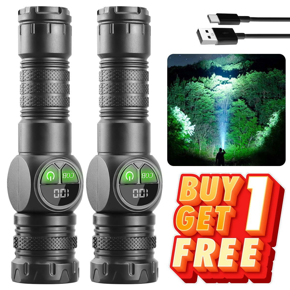 Super Bright 9900000Lumens LED Magnetic Flashlight Rechargeable LED Work Lights