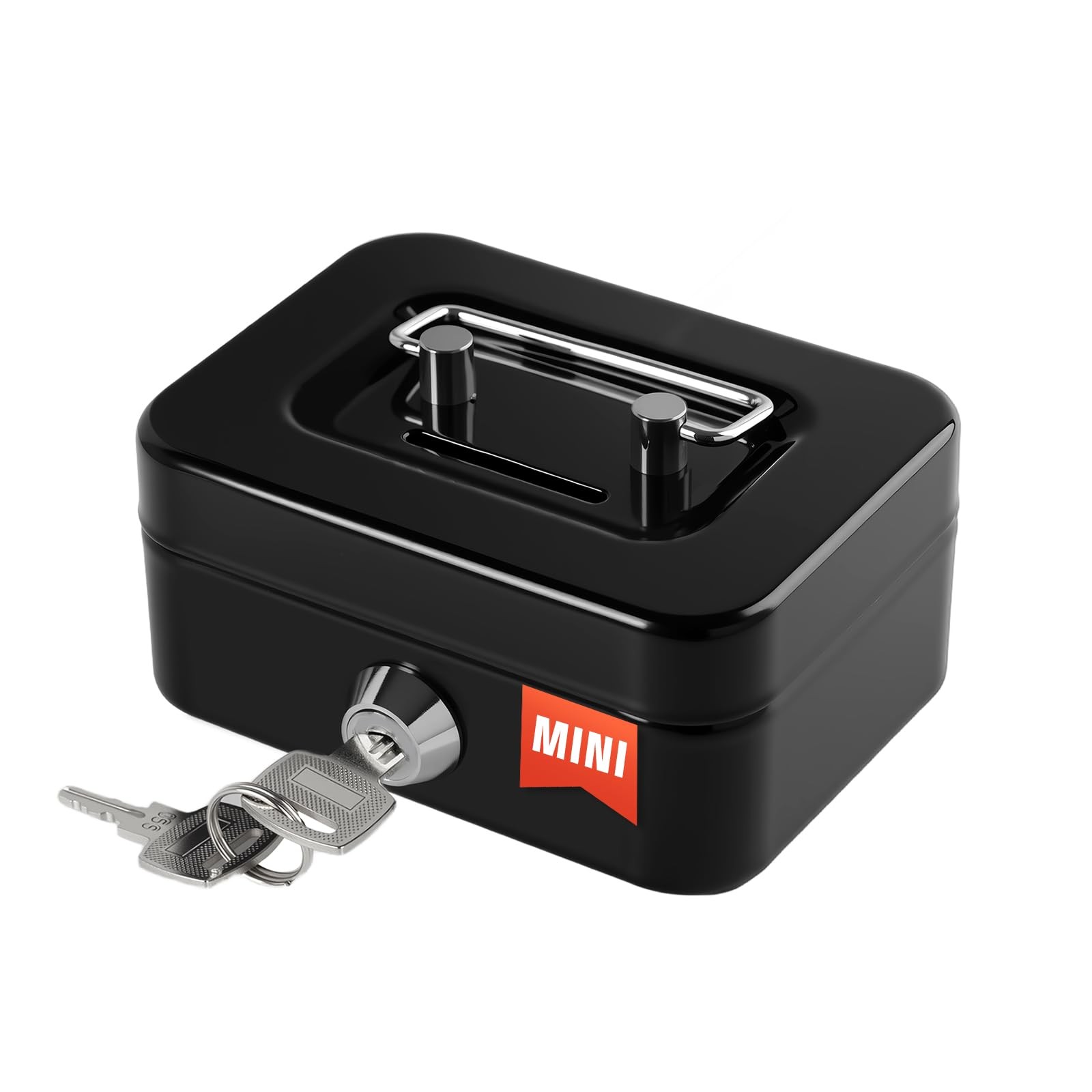 Mini Metal Cash Box with Lock and Money Slot, Portable Casino Safe Coin Box