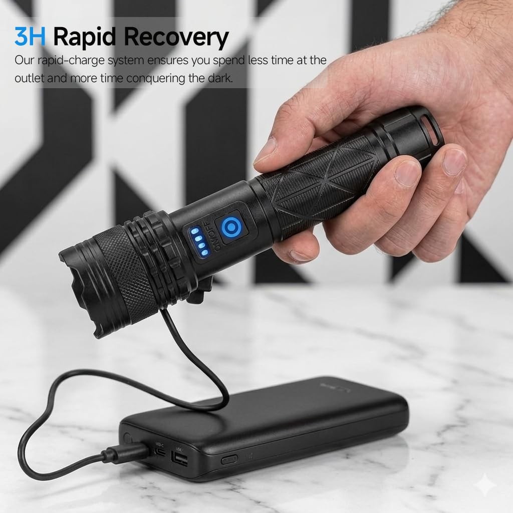 Rechargeable Flashlight 99,000 High Lumens Flashlights, 2 Pack Super Bright L…